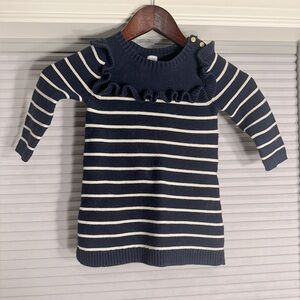 Baby Gap navy and white striped sweater dress H-21